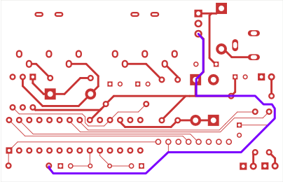 PCB with R1 supply trace highlighted