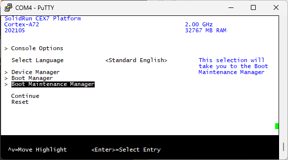 UEFI boot maintenance manager
