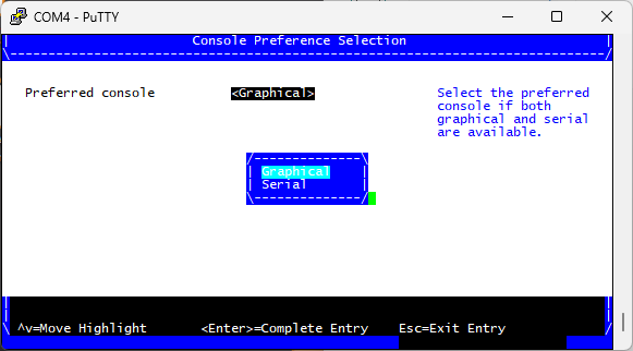 UEFI console preference